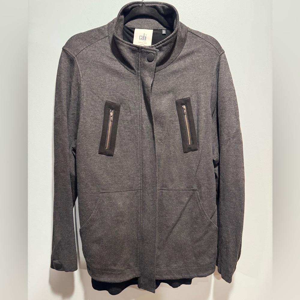 CAbi Charcoal Zip-Up Sweater